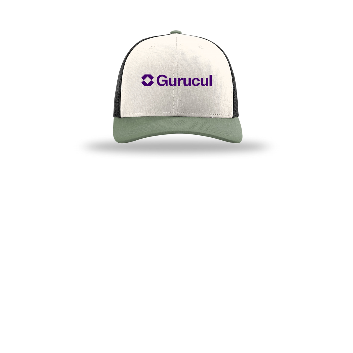 gurucul-richardson-trucker-cap-embroidery-capfront-R112-creamblackloden-flat-front