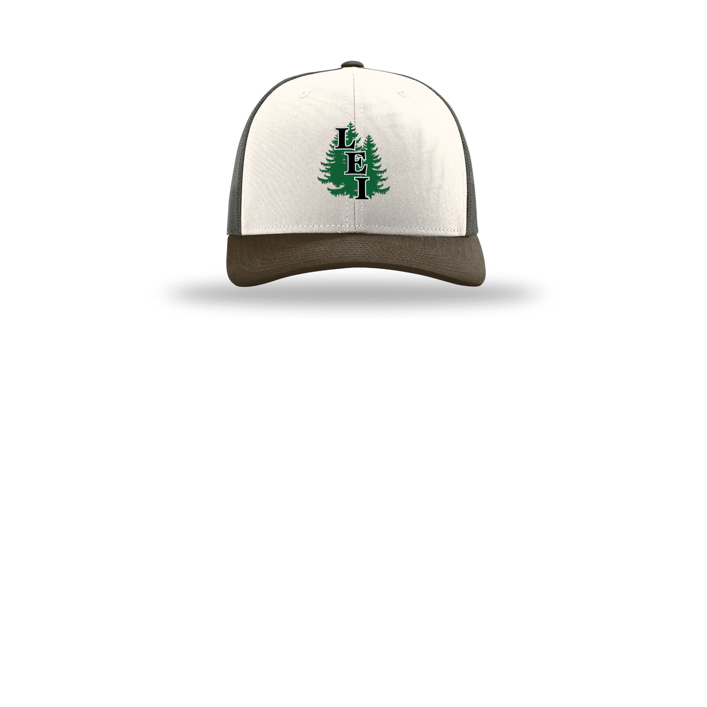 leisite-richardson-trucker-cap-embroidery-capfront-R112-creamgreybrownbrown-flat-front
