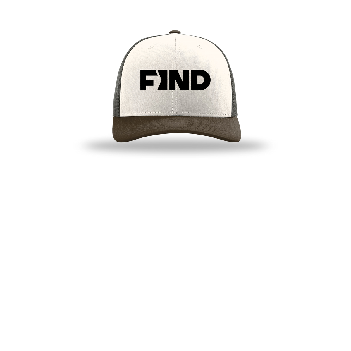 findrealestate-richardson-trucker-cap-embroidery-capfront-R112-creamgreybrownbrown-flat-front
