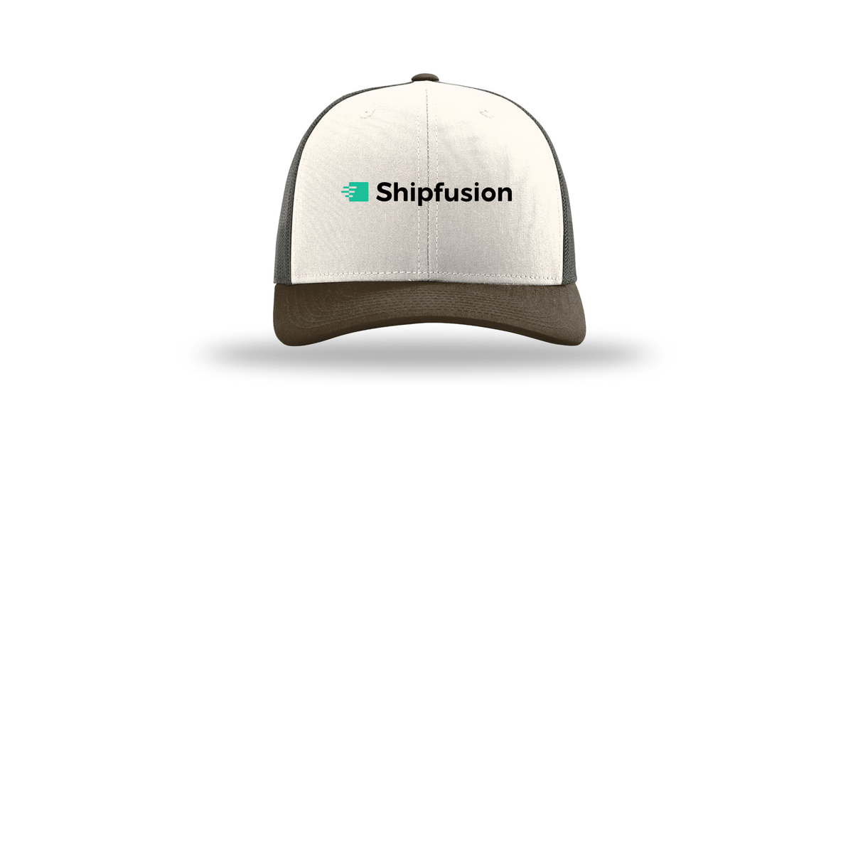 shipfusion-richardson-trucker-cap-embroidery-capfront-R112-creamgreybrownbrown-flat-front