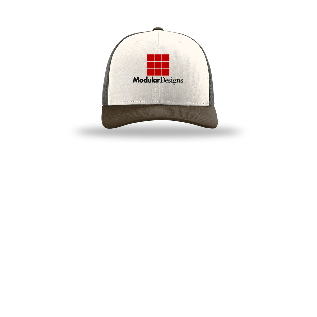 modulardesignsflooring-richardson-trucker-cap-embroidery-capfront-R112-creamgreybrownbrown-flat-front