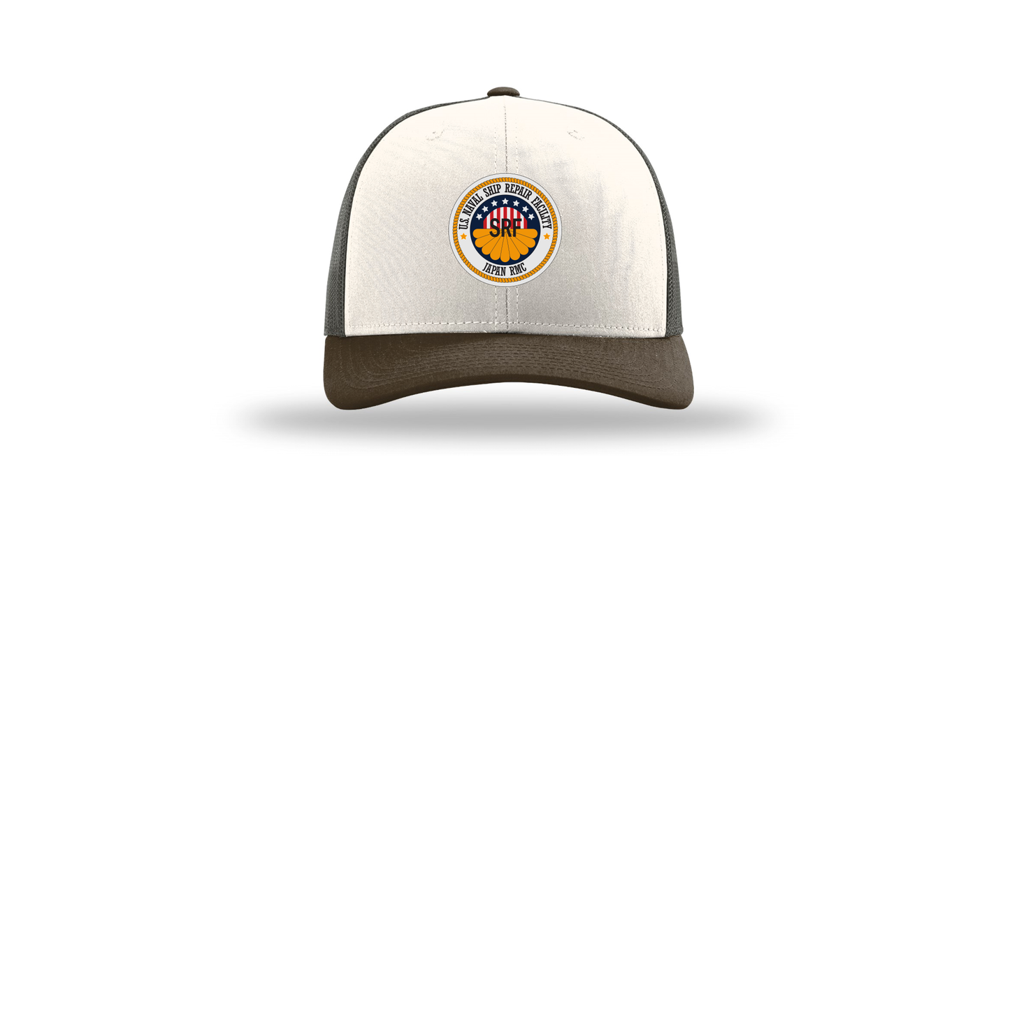 srf-jrmc-richardson-trucker-cap-embroidery-capfront-R112-creamgreybrownbrown-flat-front