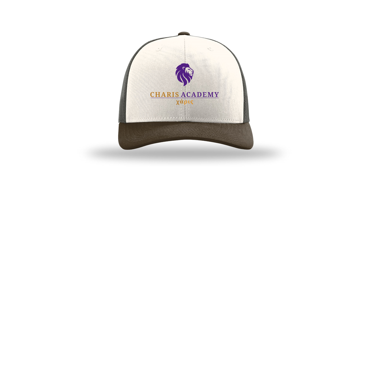 cahazleton-richardson-trucker-cap-embroidery-capfront-R112-creamgreybrownbrown-flat-front
