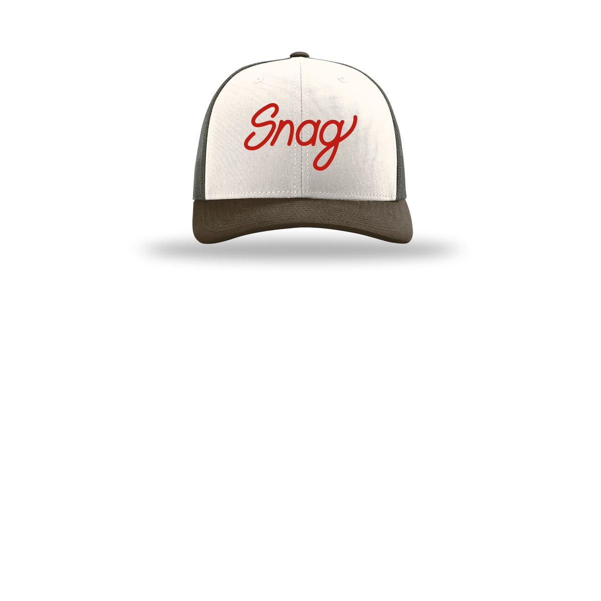 snagdelivery-richardson-trucker-cap-embroidery-capfront-R112-creamgreybrownbrown-flat-front