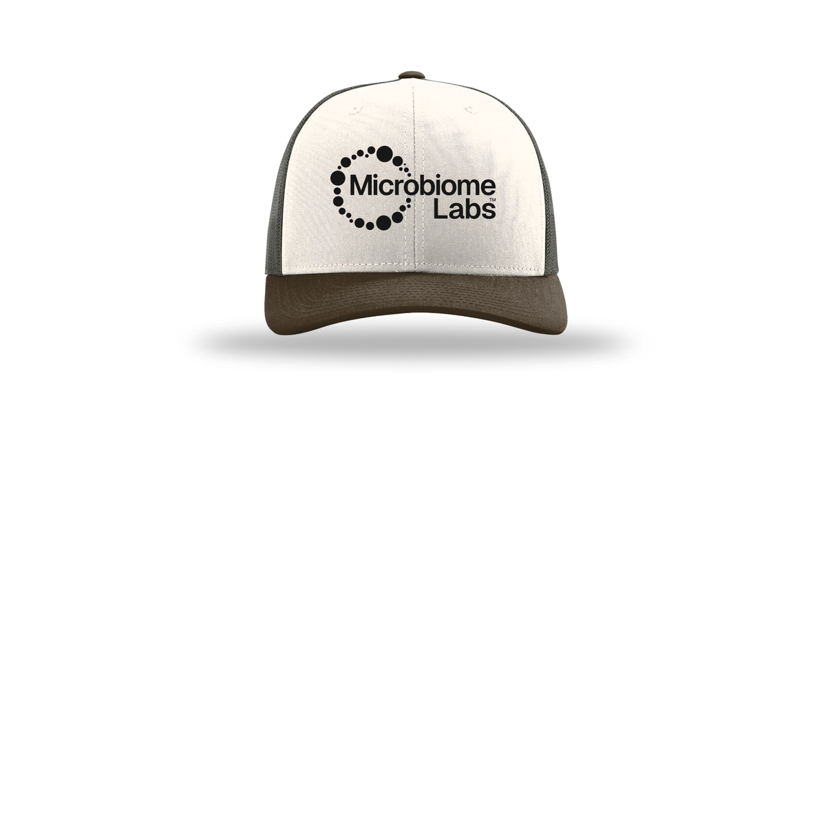 microbiomelabs-richardson-trucker-cap-embroidery-capfront-R112-creamgreybrownbrown-flat-front