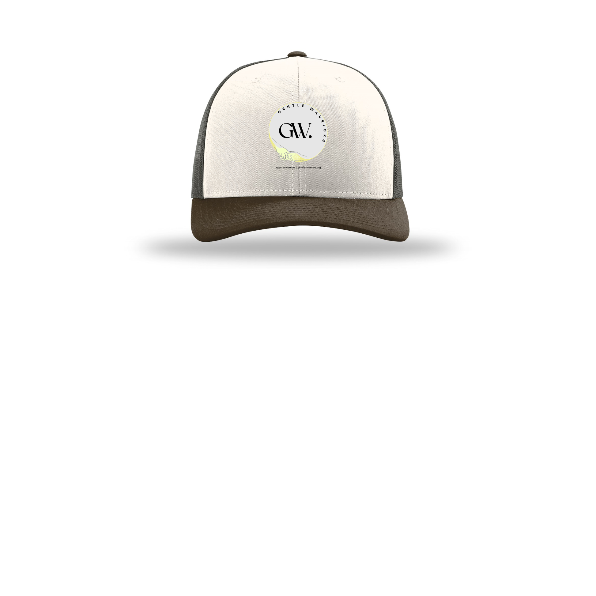 gentle-warriors-richardson-trucker-cap-embroidery-capfront-R112-creamgreybrownbrown-flat-front