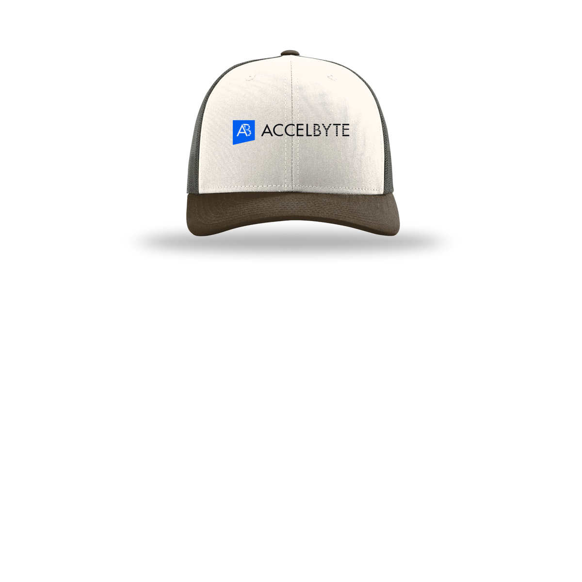 accelbyte-richardson-trucker-cap-embroidery-capfront-R112-creamgreybrownbrown-flat-front