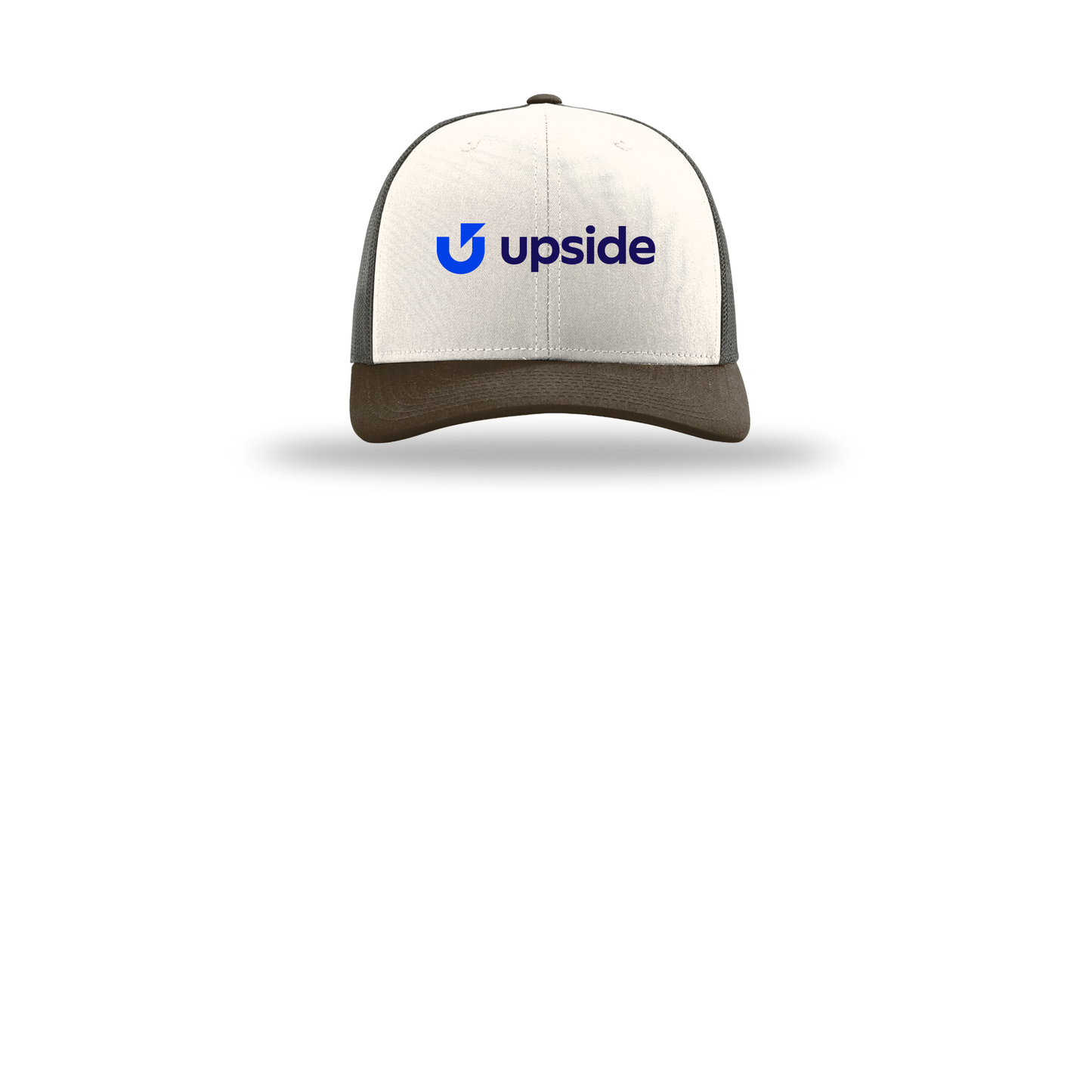 upside-richardson-trucker-cap-embroidery-capfront-R112-creamgreybrownbrown-flat-front