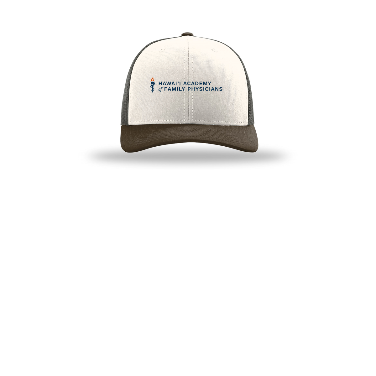 hafp-richardson-trucker-cap-embroidery-capfront-R112-creamgreybrownbrown-flat-front