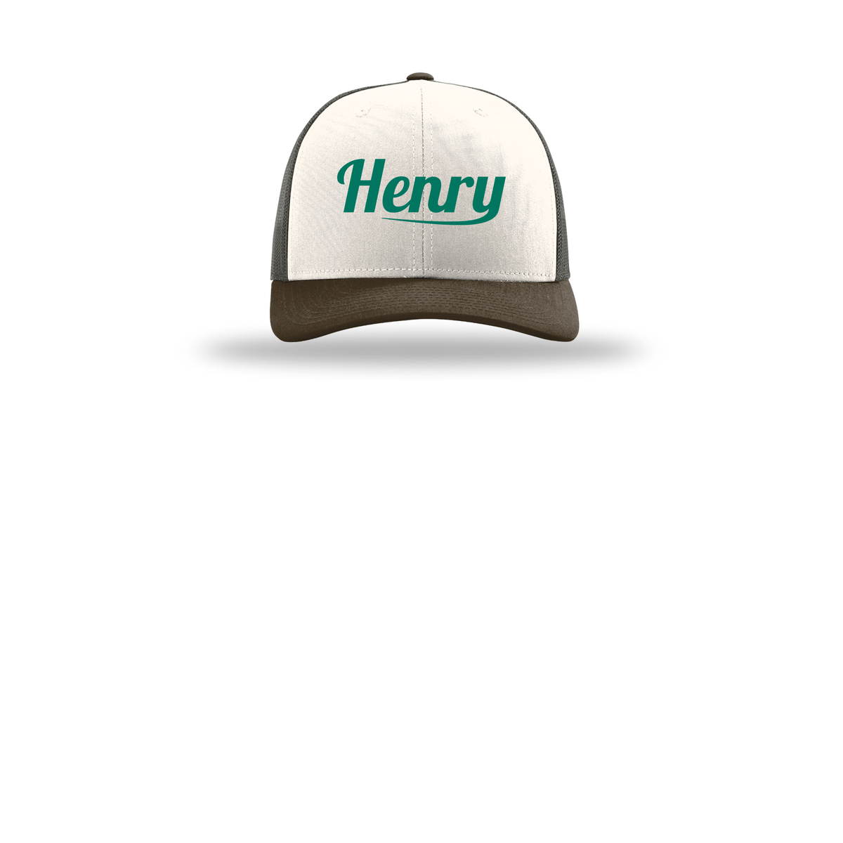 henrymeds-richardson-trucker-cap-embroidery-capfront-R112-creamgreybrownbrown-flat-front