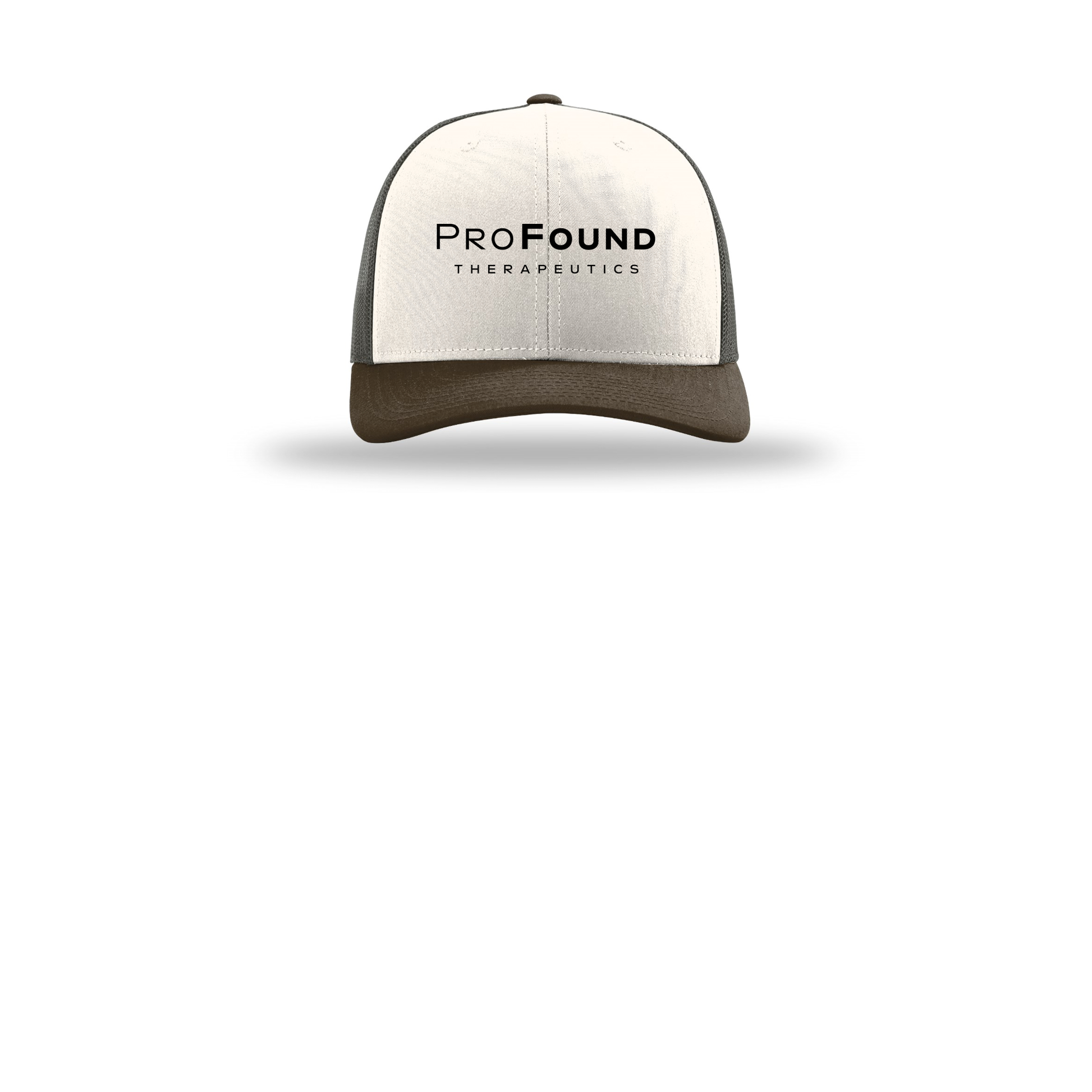 profoundtx-richardson-trucker-cap-embroidery-capfront-R112-creamgreybrownbrown-flat-front