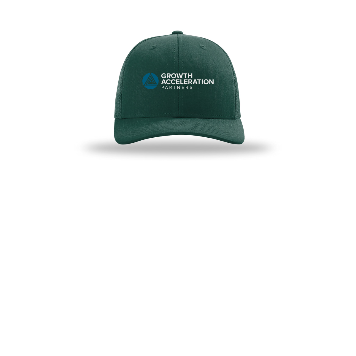 growthaccelerationpartners-richardson-trucker-cap-embroidery-capfront-R112-darkgreen-flat-front