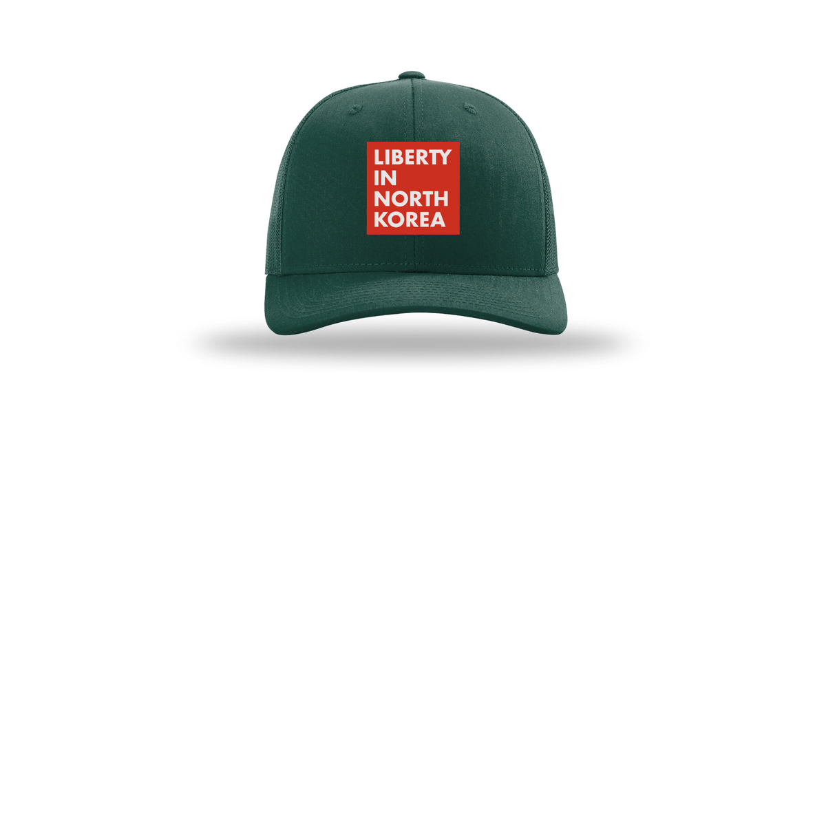 libertyinnorthkorea-richardson-trucker-cap-embroidery-capfront-R112-darkgreen-flat-front
