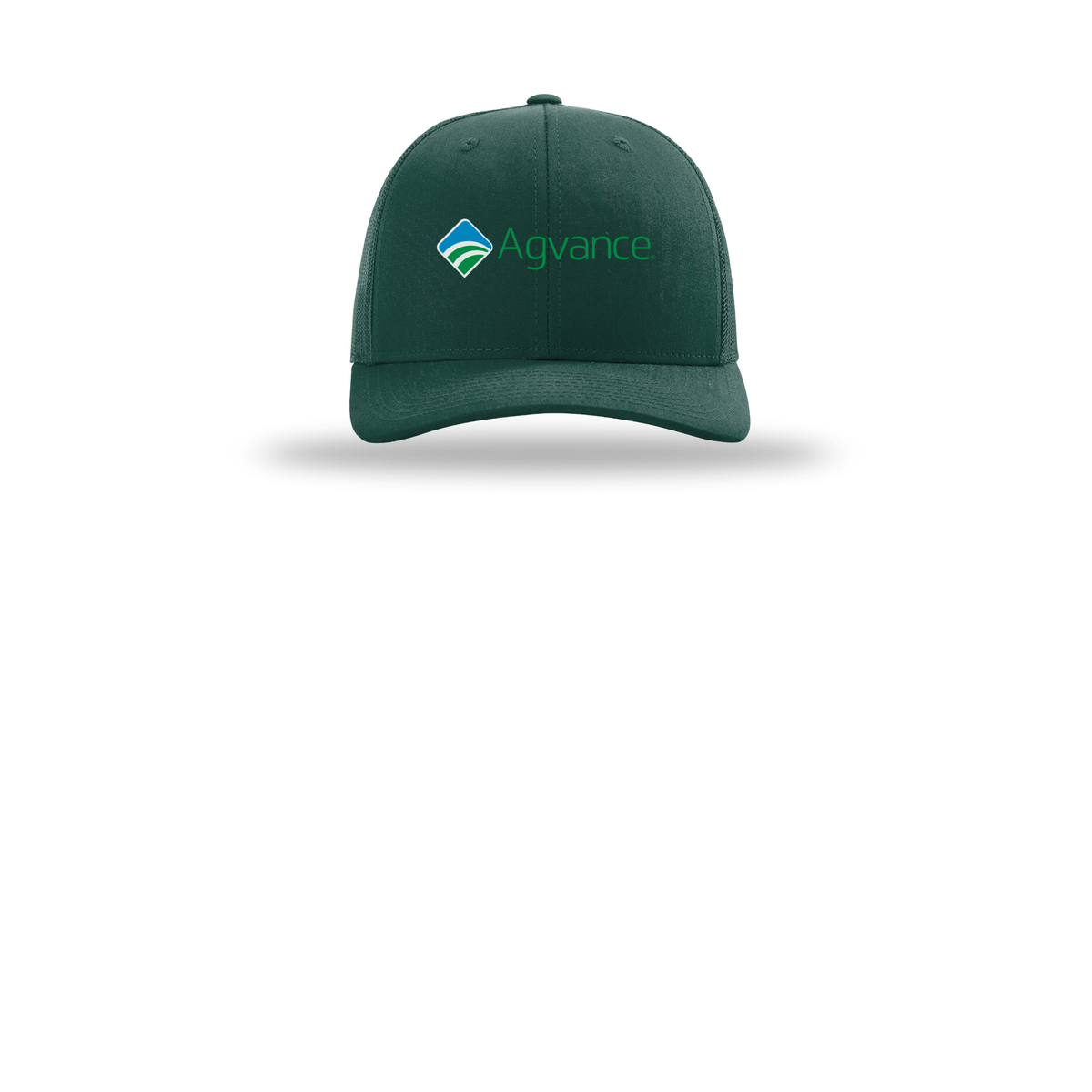 agvance-richardson-trucker-cap-embroidery-capfront-R112-darkgreen-flat-front