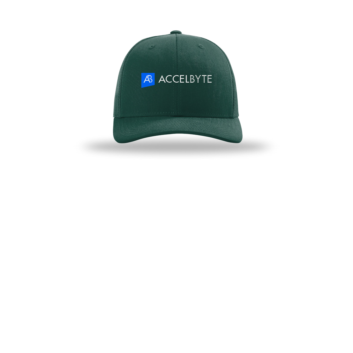accelbyte-richardson-trucker-cap-embroidery-capfront-R112-darkgreen-flat-front