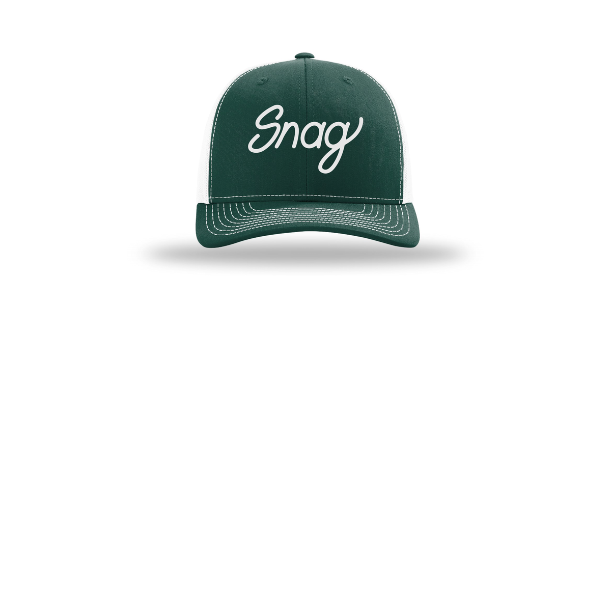 snagdelivery-richardson-trucker-cap-embroidery-capfront-R112-darkgreenwhite-flat-front