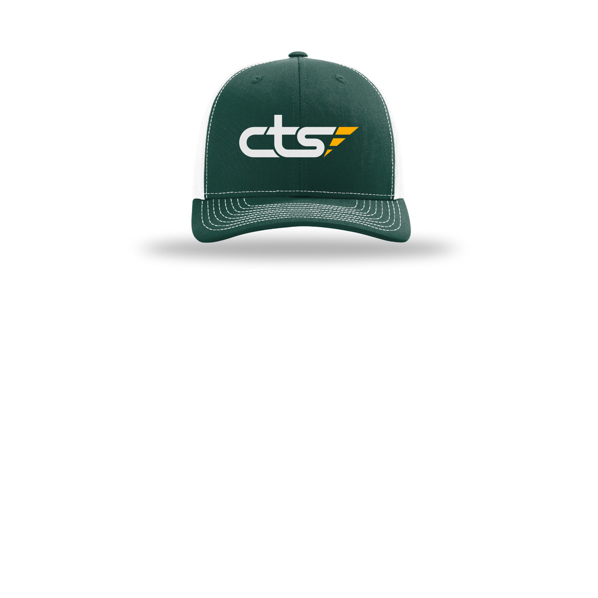 cts1-richardson-trucker-cap-embroidery-capfront-R112-darkgreenwhite-flat-front
