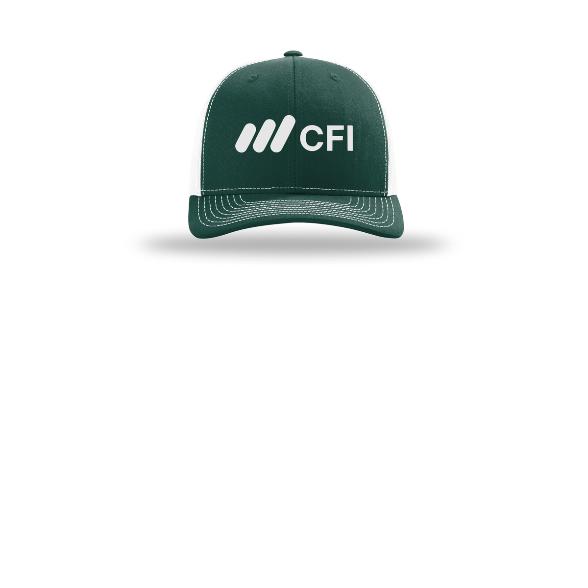 corporatefinanceinstitute-richardson-trucker-cap-embroidery-capfront-R112-darkgreenwhite-flat-front