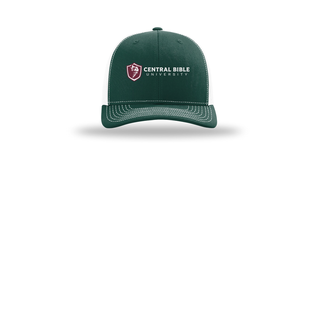 centralbible-richardson-trucker-cap-embroidery-capfront-R112-darkgreenwhite-flat-front