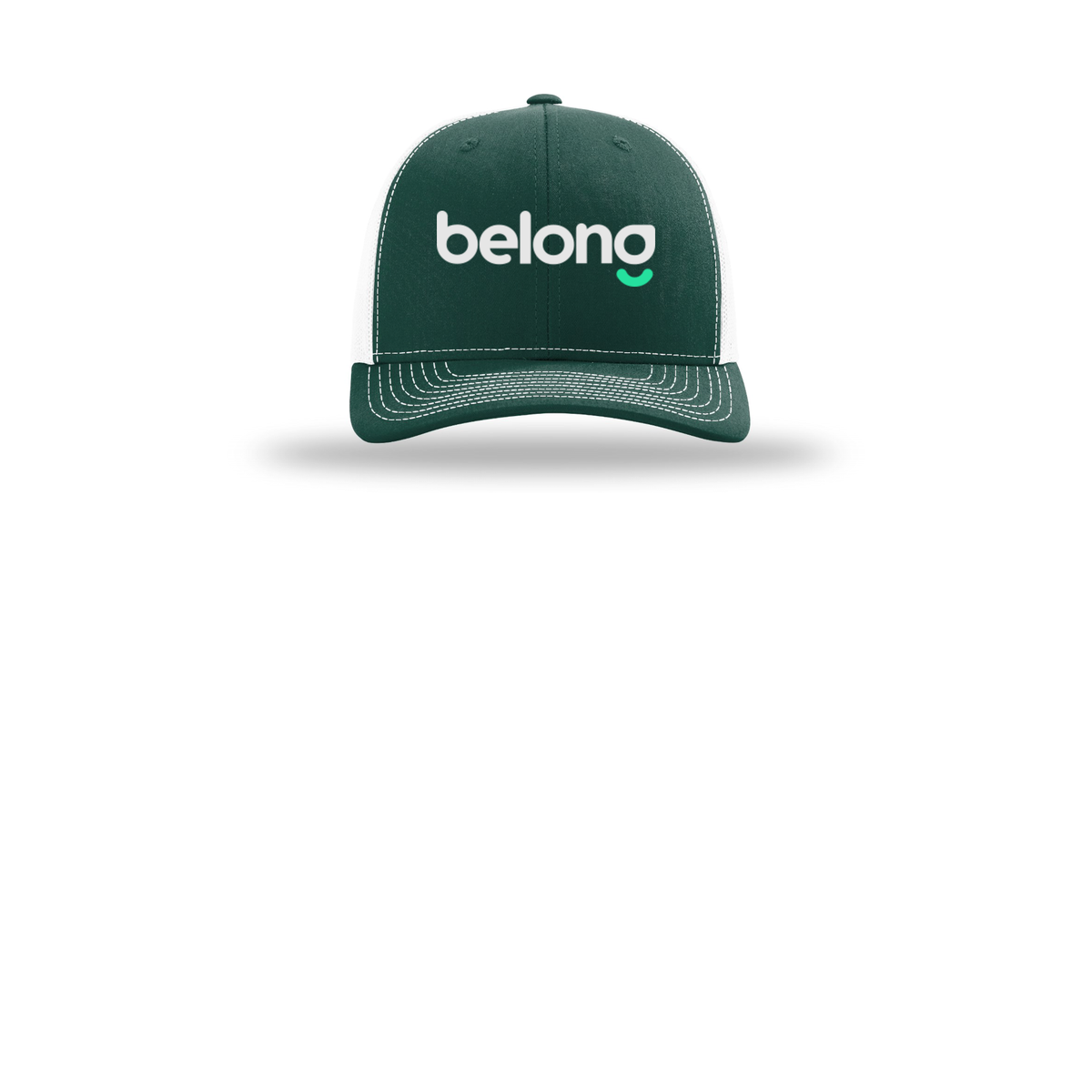belonghome-richardson-trucker-cap-embroidery-capfront-R112-darkgreenwhite-flat-front