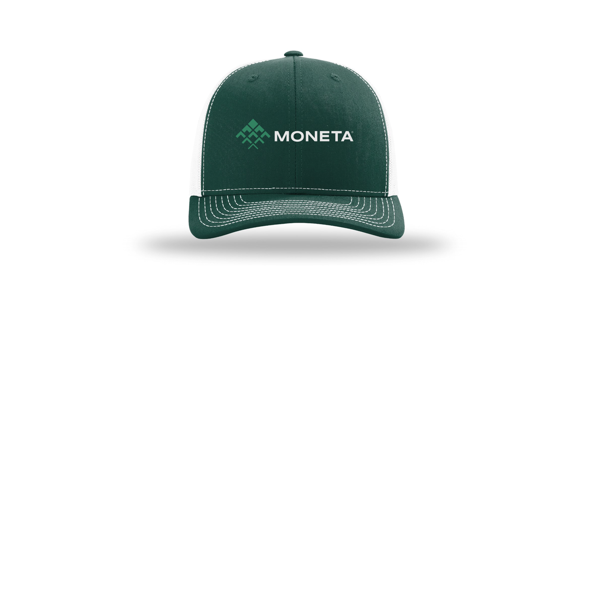 monetagroup-richardson-trucker-cap-embroidery-capfront-R112-darkgreenwhite-flat-front