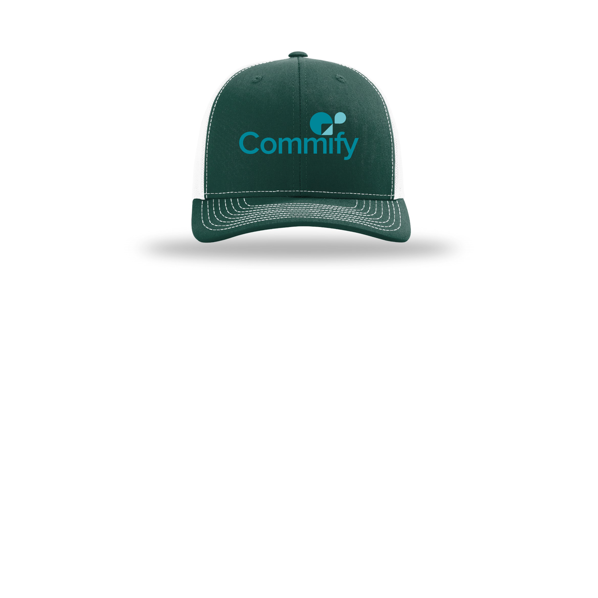 commify-richardson-trucker-cap-embroidery-capfront-R112-darkgreenwhite-flat-front