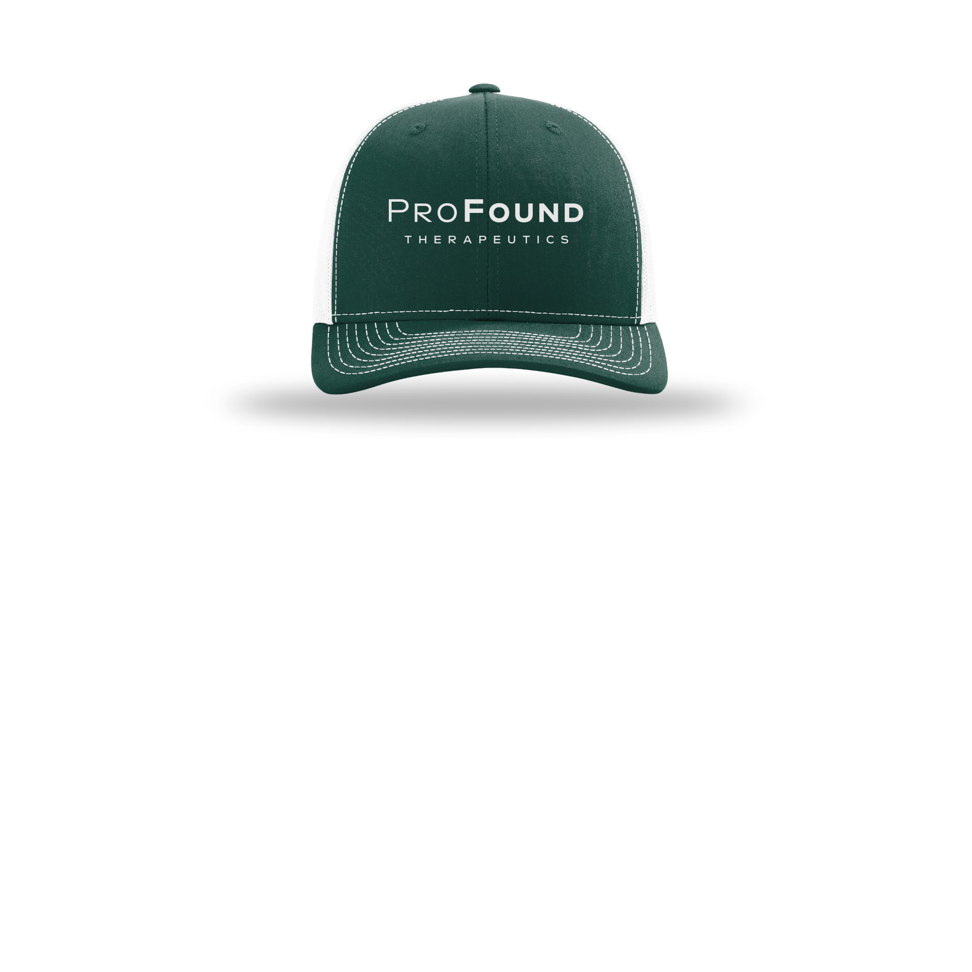 profoundtx-richardson-trucker-cap-embroidery-capfront-R112-darkgreenwhite-flat-front