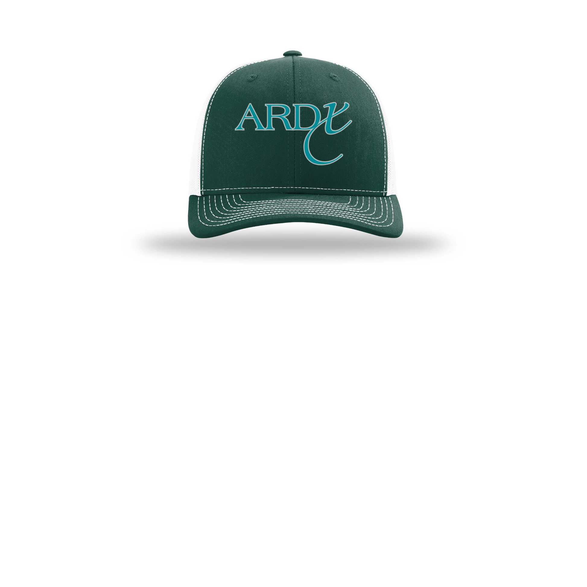 ardx-richardson-trucker-cap-embroidery-capfront-R112-darkgreenwhite-flat-front