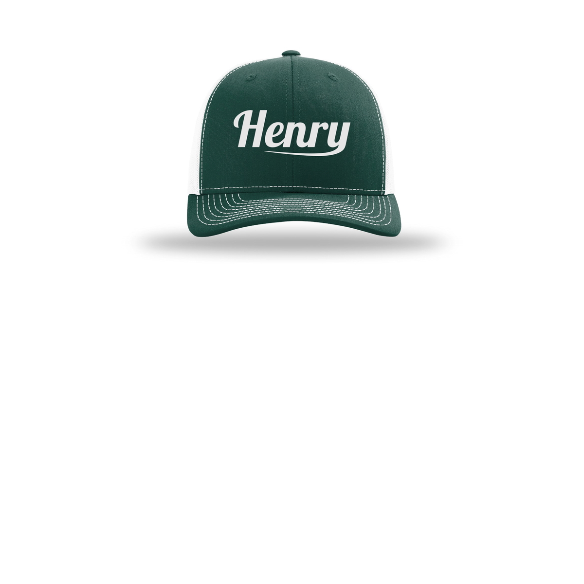 henrymeds-richardson-trucker-cap-embroidery-capfront-R112-darkgreenwhite-flat-front