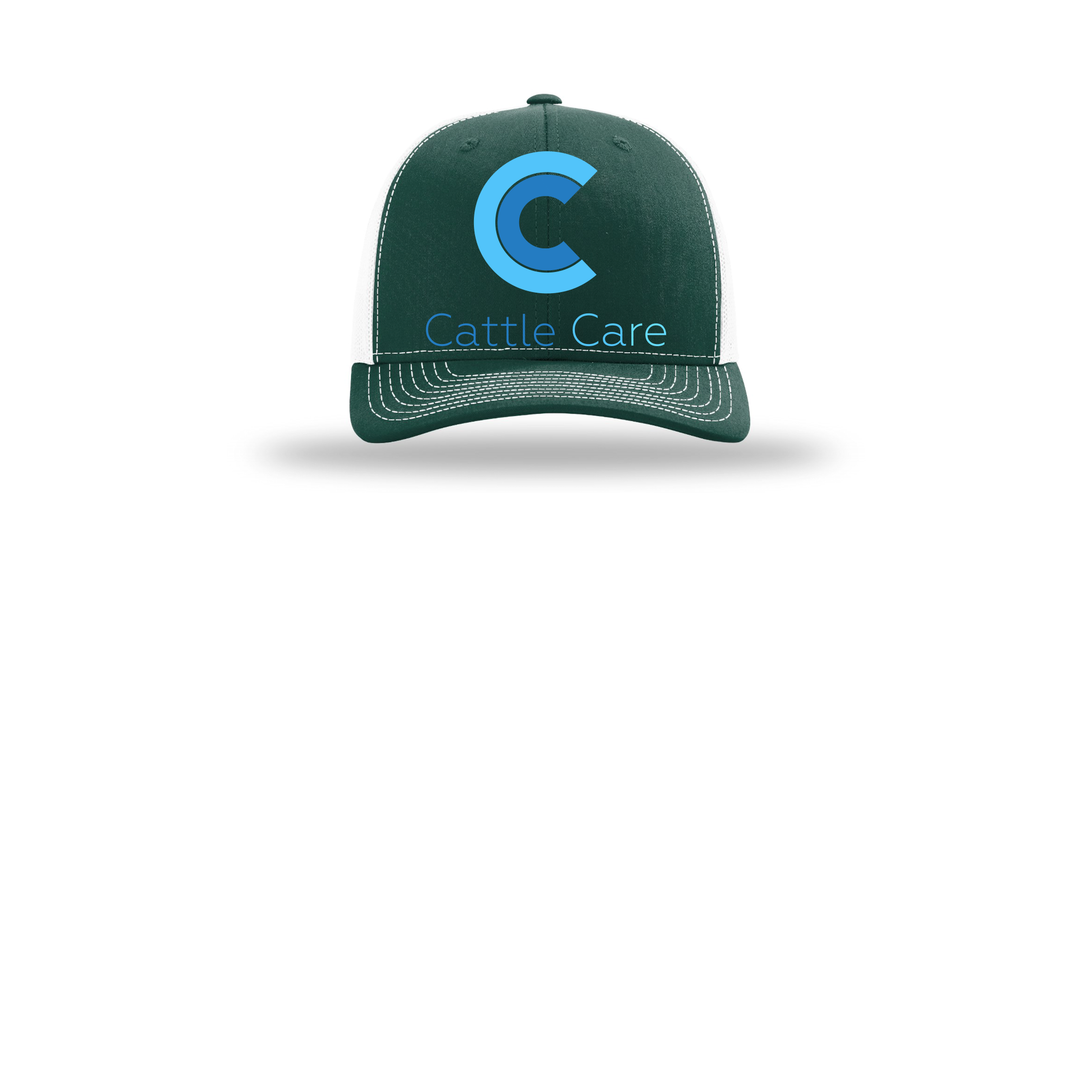 cattle-care-richardson-trucker-cap-embroidery-capfront-R112-darkgreenwhite-flat-front
