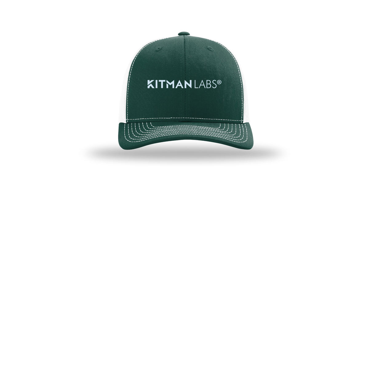 kitmanlabs-richardson-trucker-cap-embroidery-capfront-R112-darkgreenwhite-flat-front