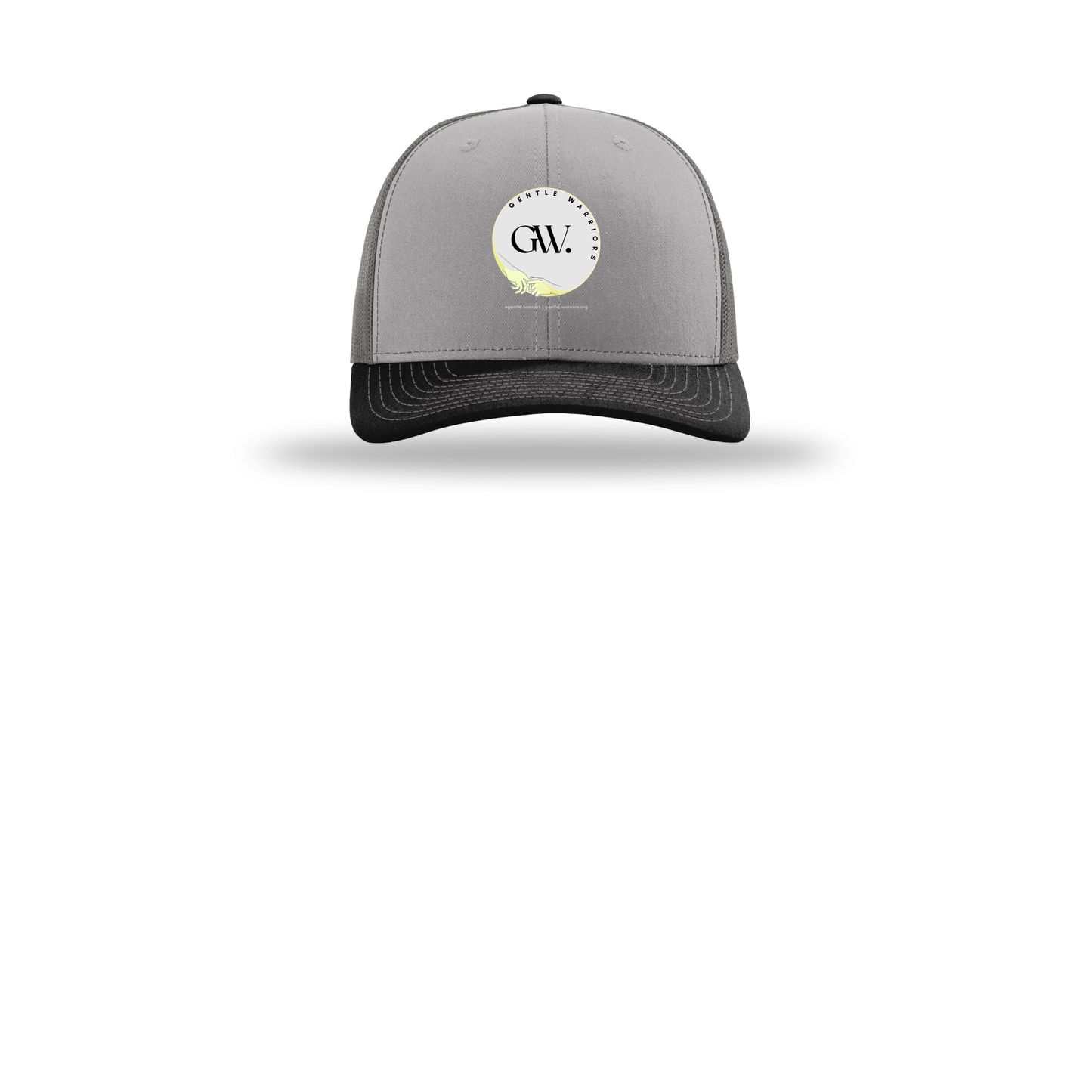 gentle-warriors-richardson-trucker-cap-embroidery-capfront-R112-greycharcoalblack-flat-front