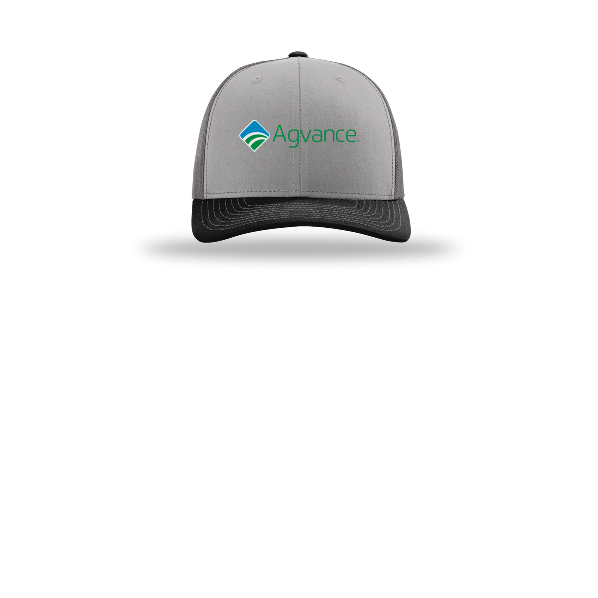 agvance-richardson-trucker-cap-embroidery-capfront-R112-greycharcoalblack-flat-front