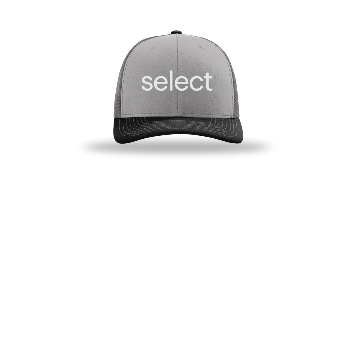 meetselect-richardson-trucker-cap-embroidery-capfront-R112-greycharcoalblack-flat-front