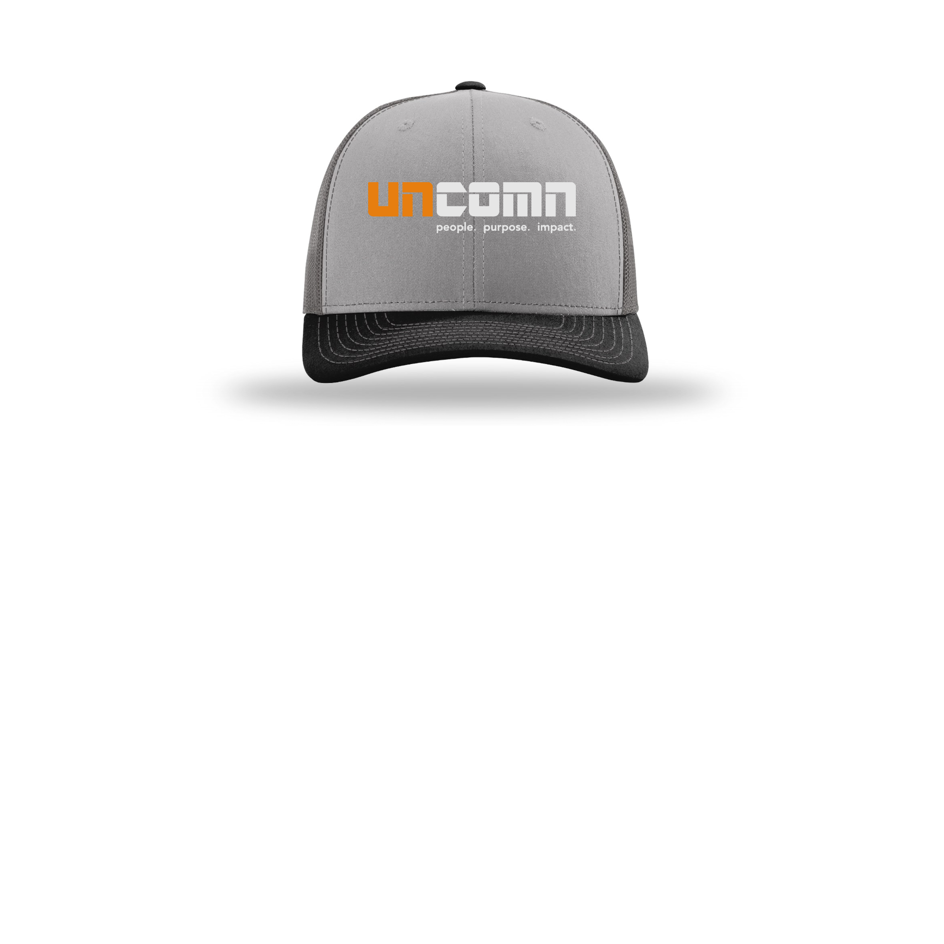 uncomn-richardson-trucker-cap-embroidery-capfront-R112-greycharcoalblack-flat-front