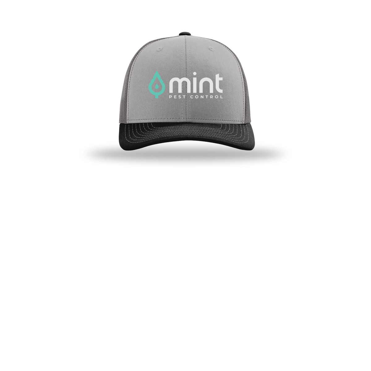 mintpest-richardson-trucker-cap-embroidery-capfront-R112-greycharcoalblack-flat-front