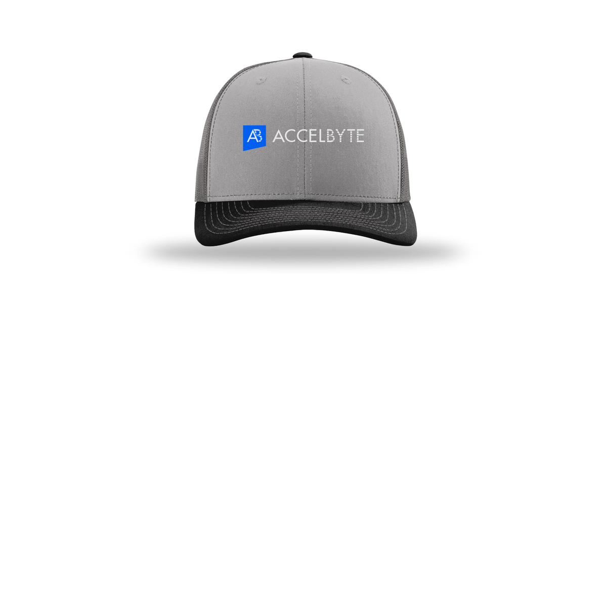 accelbyte-richardson-trucker-cap-embroidery-capfront-R112-greycharcoalblack-flat-front