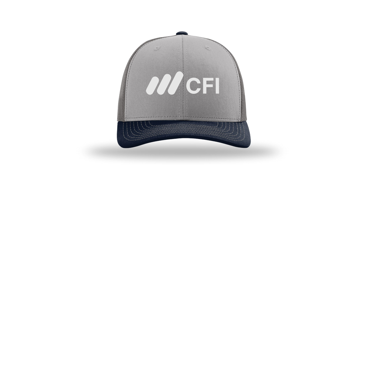 corporatefinanceinstitute-richardson-trucker-cap-embroidery-capfront-R112-greycharcoalnavy-flat-front