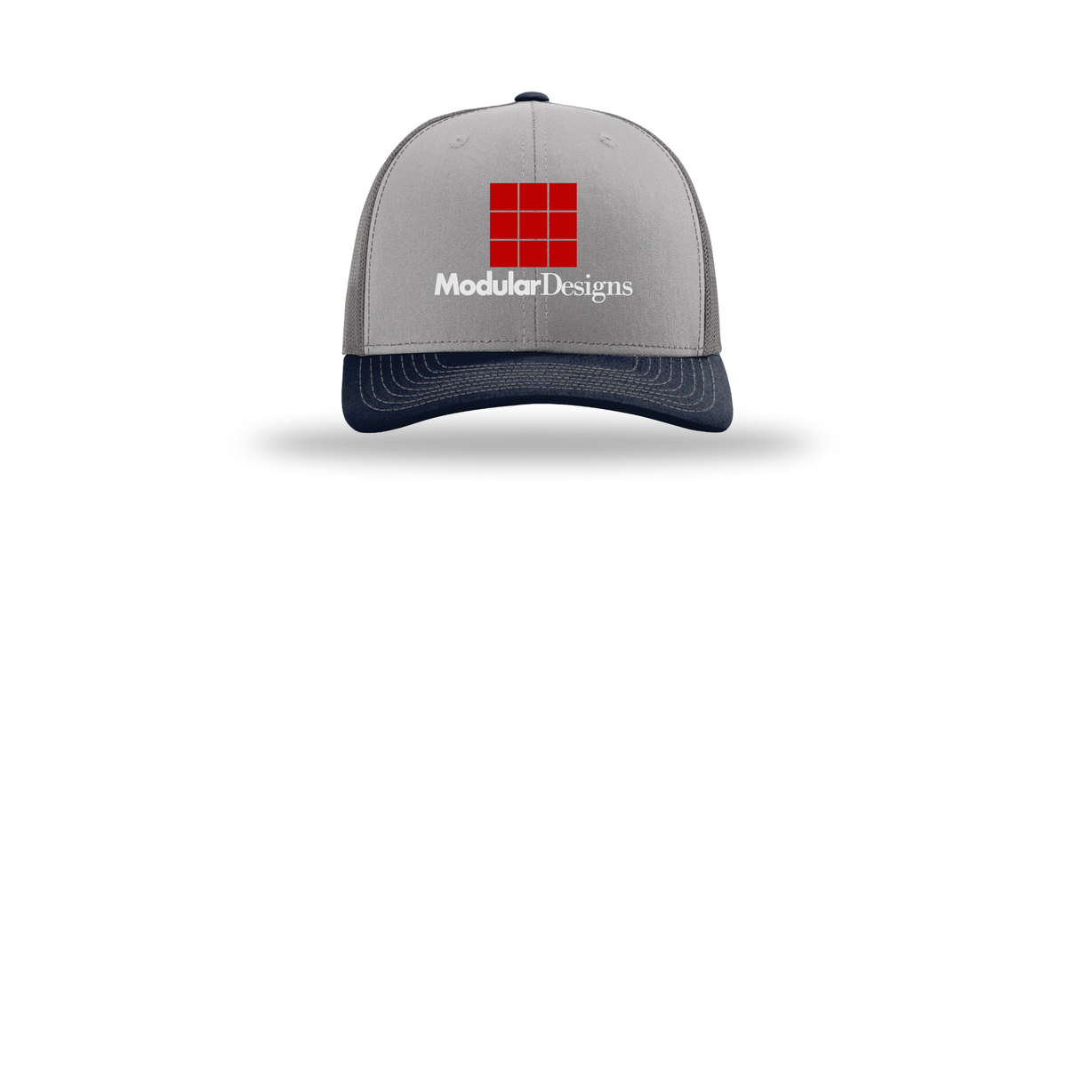 modulardesignsflooring-richardson-trucker-cap-embroidery-capfront-R112-greycharcoalnavy-flat-front