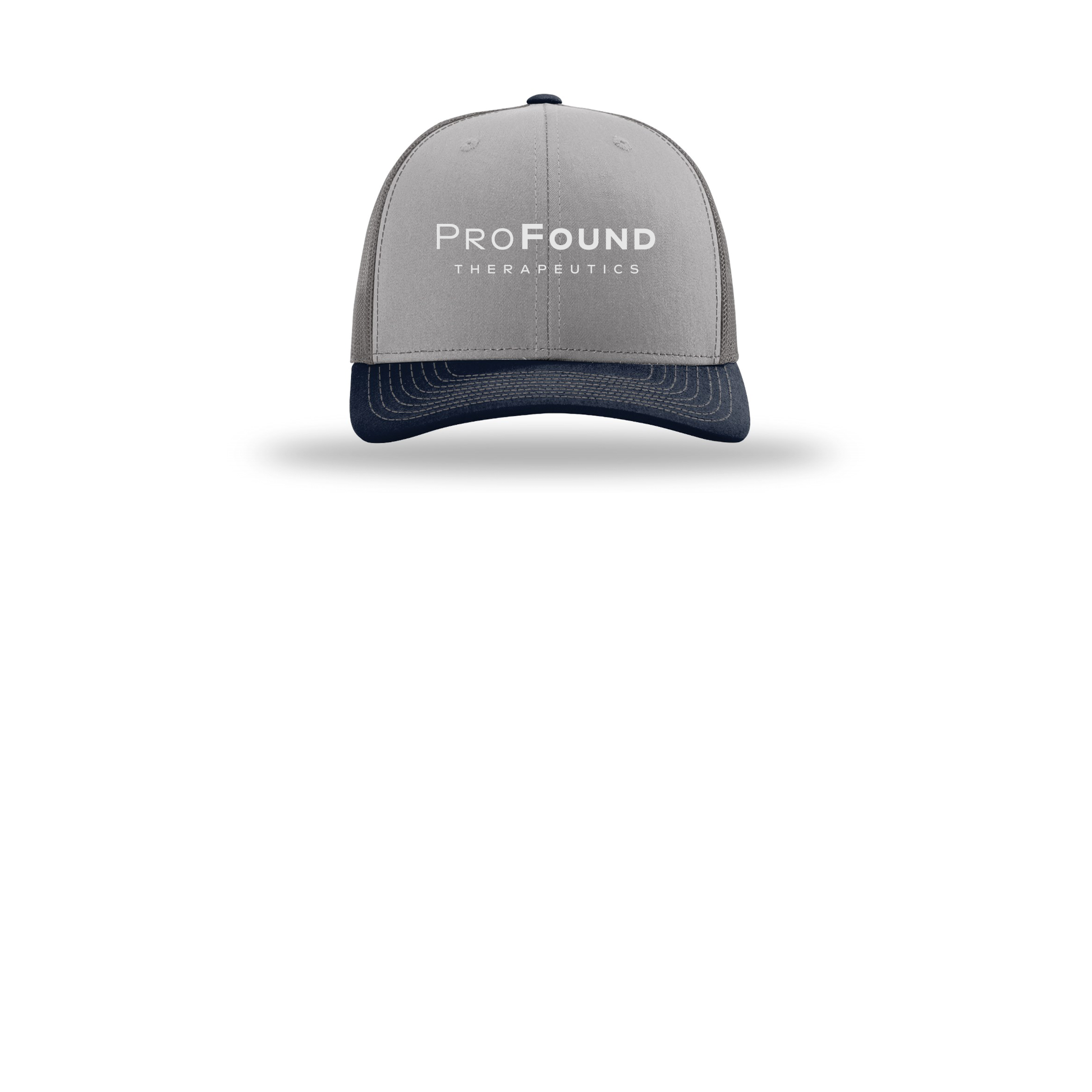 profoundtx-richardson-trucker-cap-embroidery-capfront-R112-greycharcoalnavy-flat-front