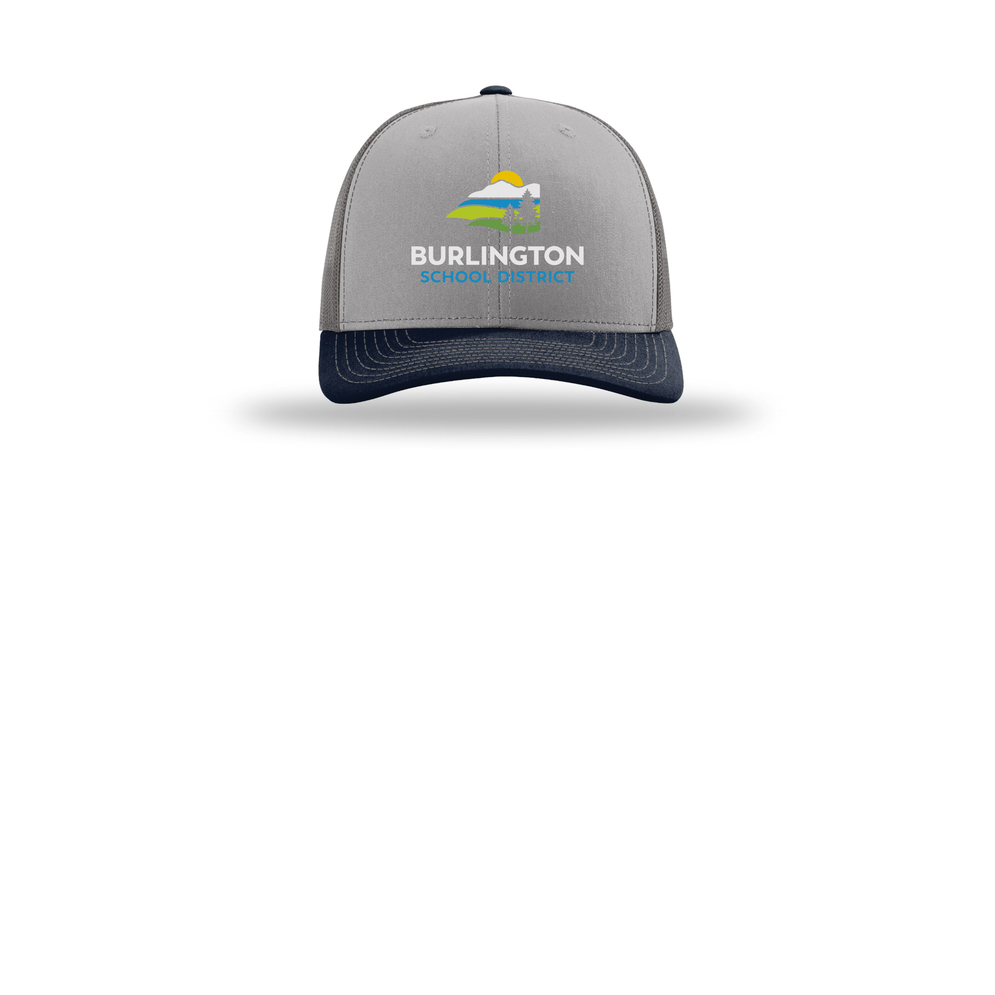 bsdvt-richardson-trucker-cap-embroidery-capfront-R112-greycharcoalnavy-flat-front