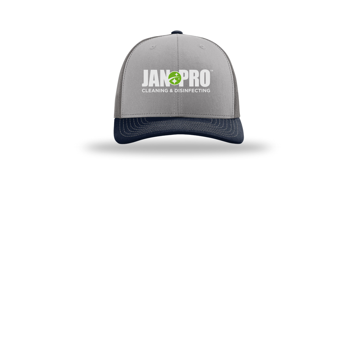 jan-pro-richardson-trucker-cap-embroidery-capfront-R112-greycharcoalnavy-flat-front