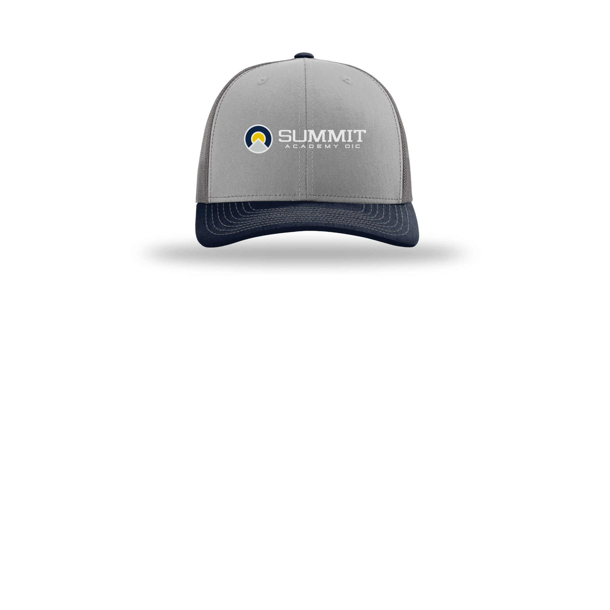 saoic-richardson-trucker-cap-embroidery-capfront-R112-greycharcoalnavy-flat-front