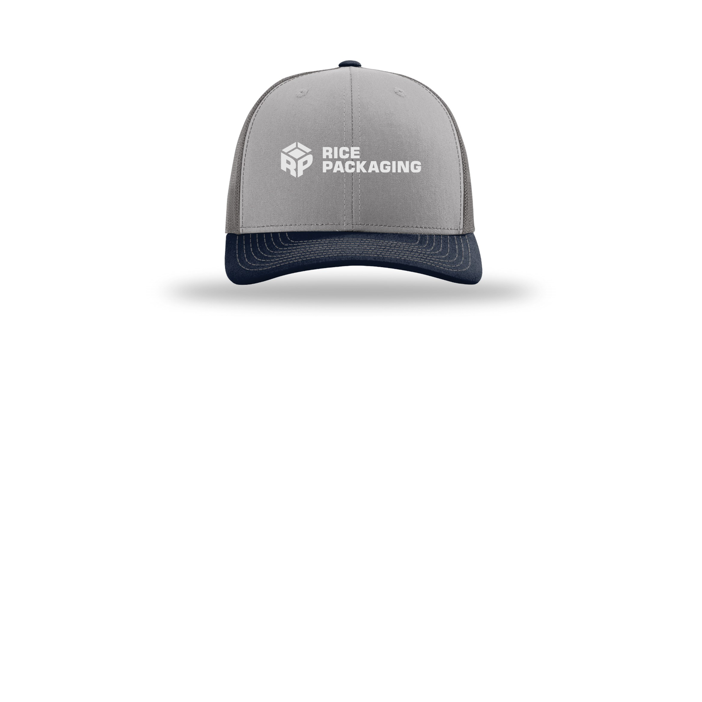 ricepackaging-richardson-trucker-cap-embroidery-capfront-R112-greycharcoalnavy-flat-front