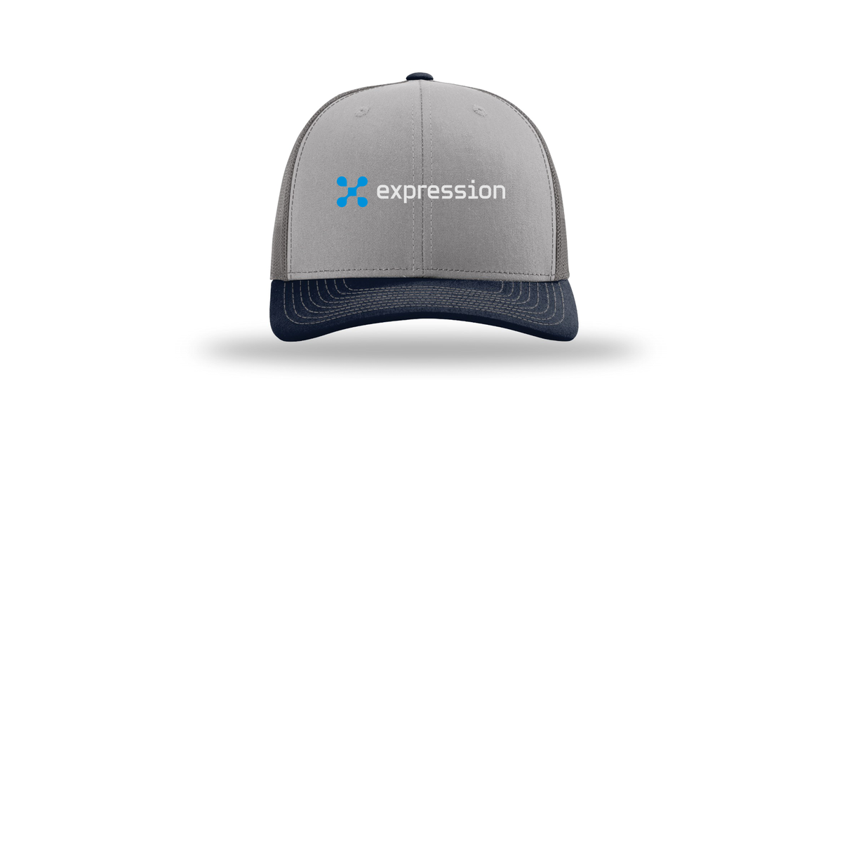 expr-richardson-trucker-cap-embroidery-capfront-R112-greycharcoalnavy-flat-front