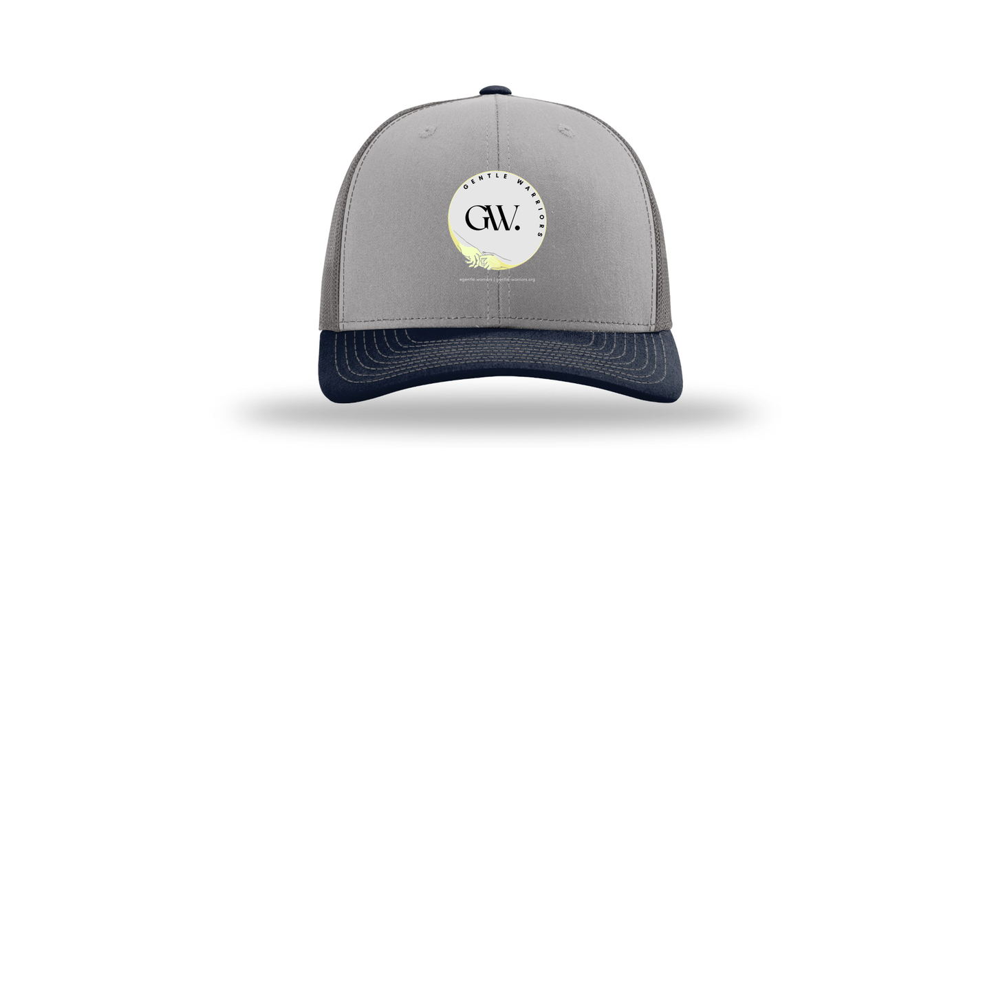 gentle-warriors-richardson-trucker-cap-embroidery-capfront-R112-greycharcoalnavy-flat-front