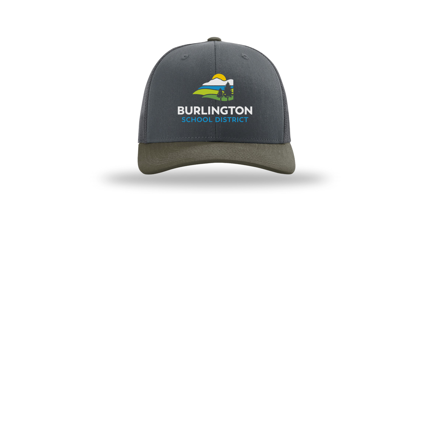 bsdvt-richardson-trucker-cap-embroidery-capfront-R112-gunmetalgunmetalchocolatechip-flat-front