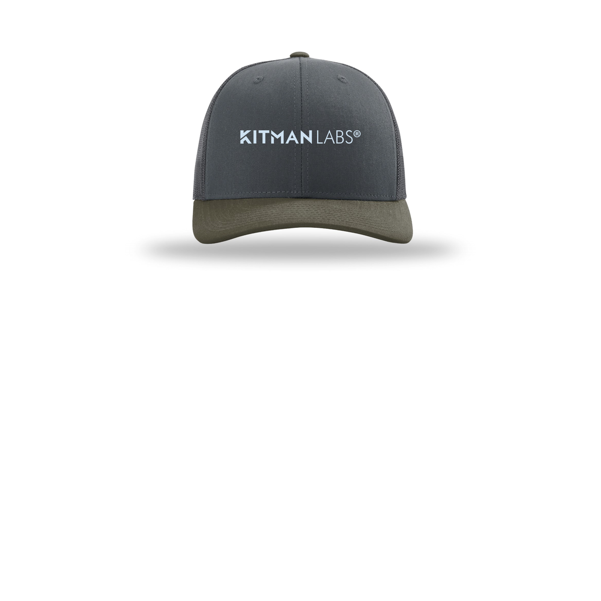 kitmanlabs-richardson-trucker-cap-embroidery-capfront-R112-gunmetalgunmetalchocolatechip-flat-front
