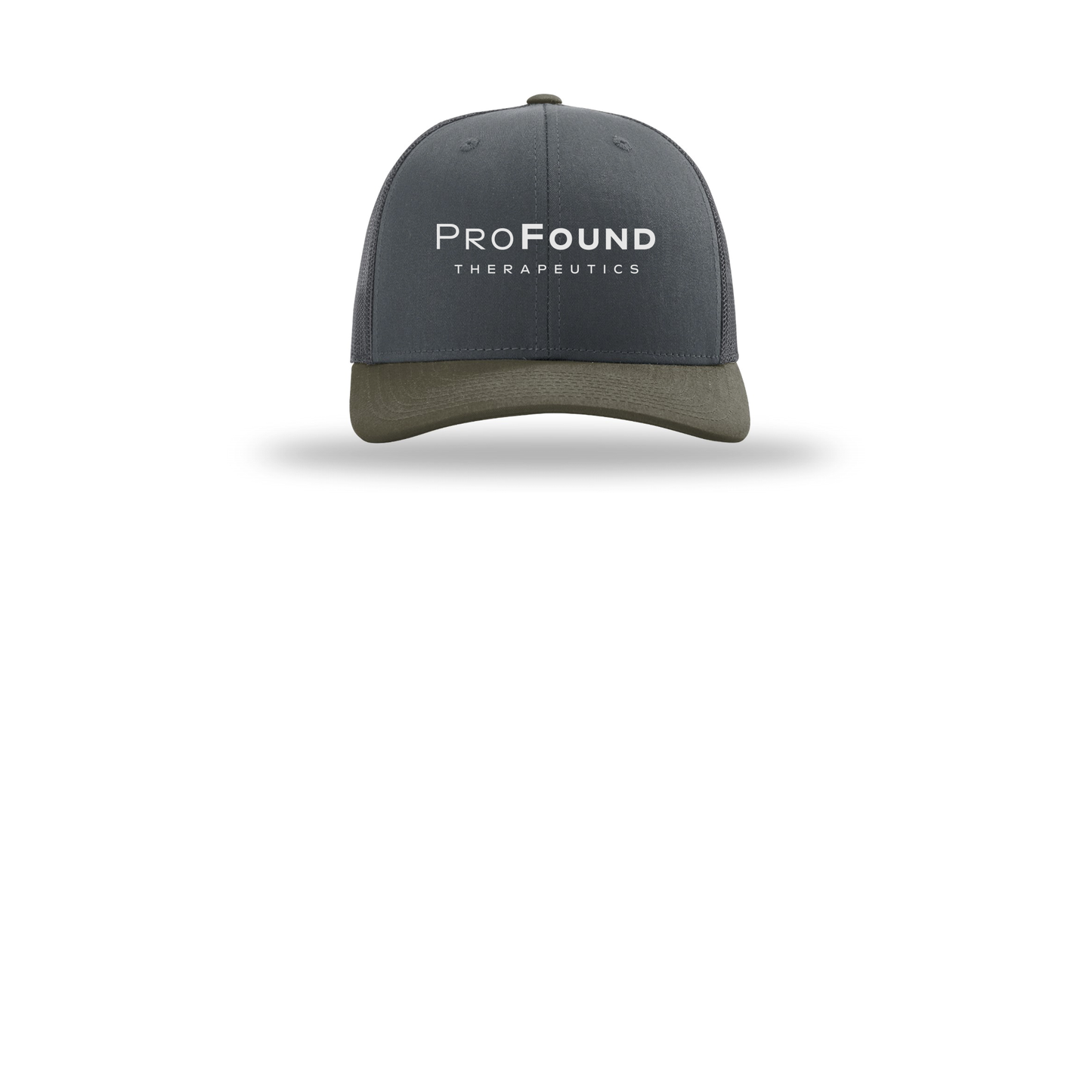 profoundtx-richardson-trucker-cap-embroidery-capfront-R112-gunmetalgunmetalchocolatechip-flat-front