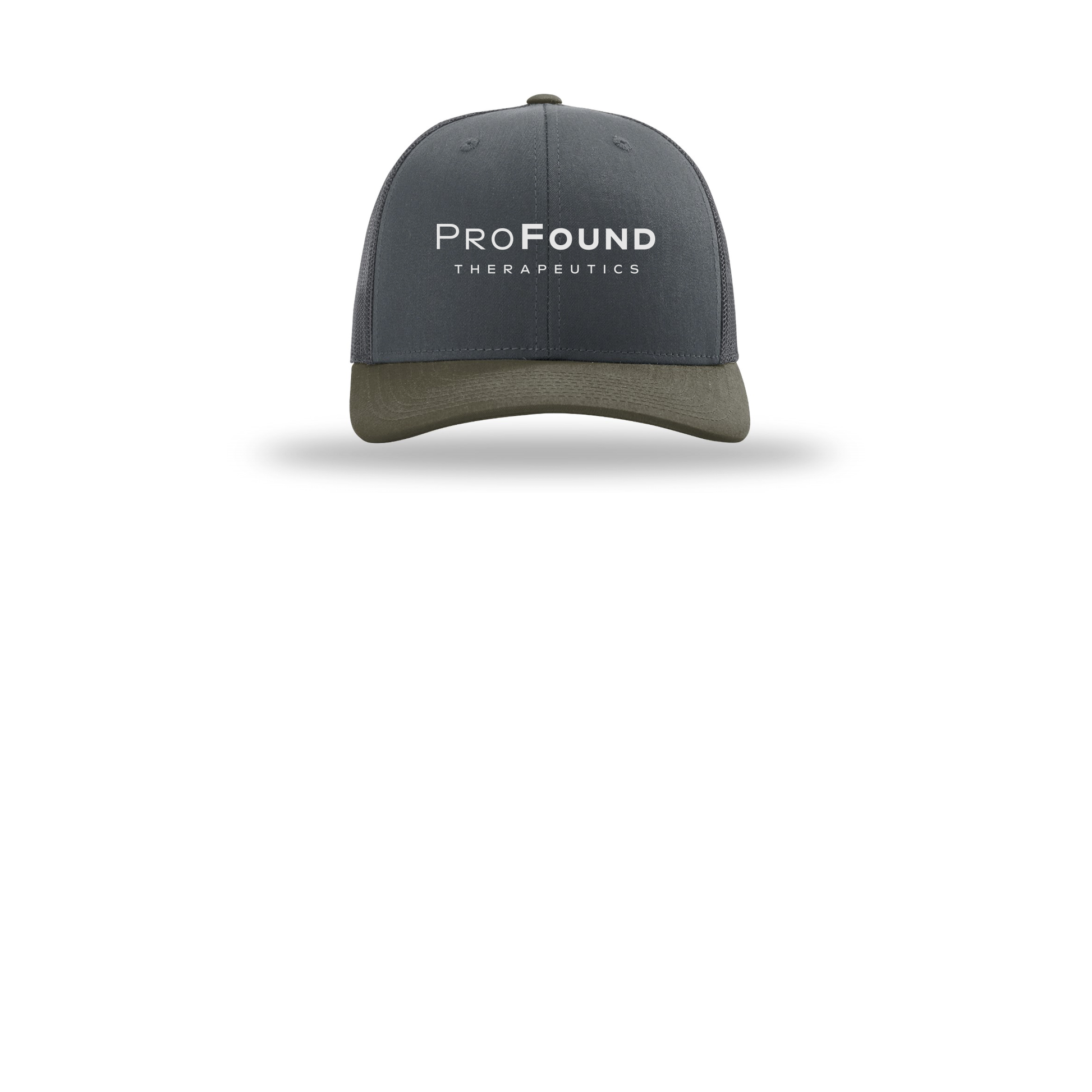 profoundtx-richardson-trucker-cap-embroidery-capfront-R112-gunmetalgunmetalchocolatechip-flat-front
